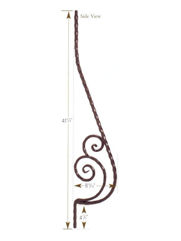 1053 Belly Baluster with Scroll, Black