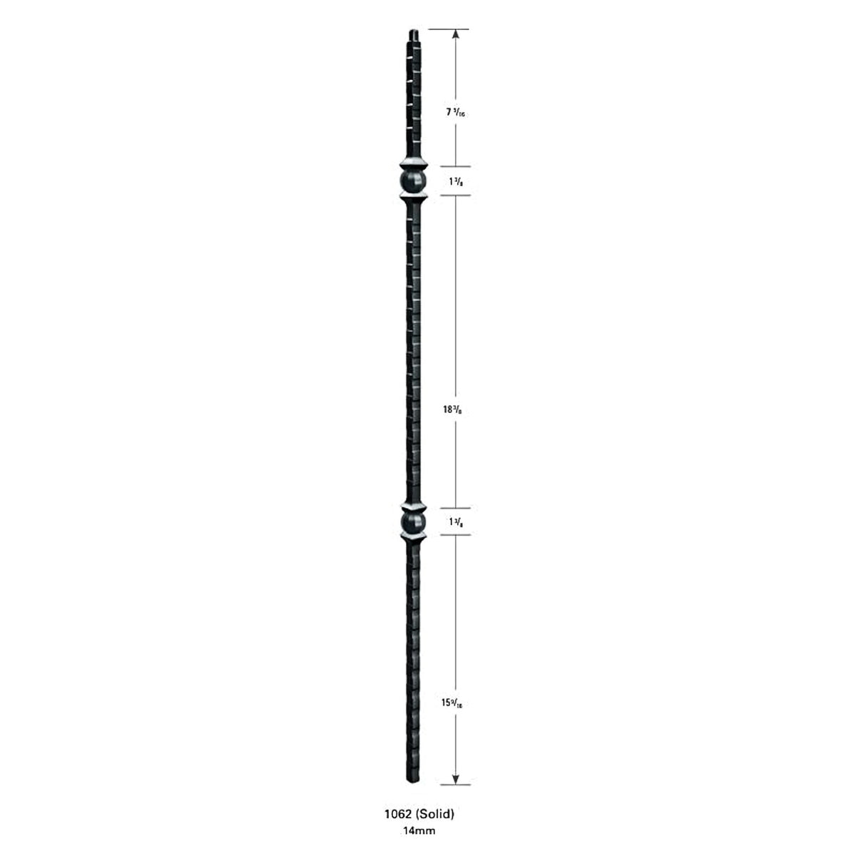1062 Double Ball Hammered 14mm Stair Baluster