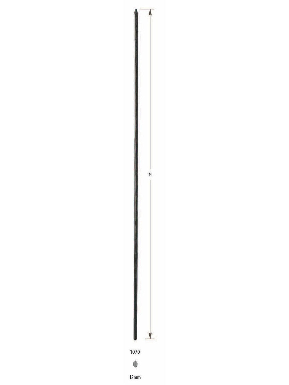 1070 Hammered Round Bar Iron Baluster