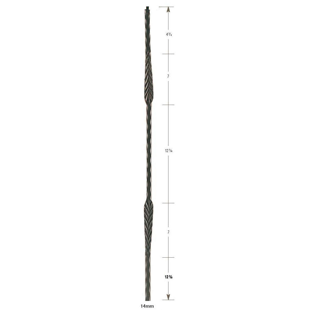 3202 Two Flowers Hammered 14mm Stair Baluster