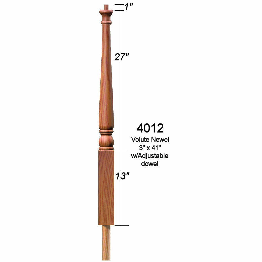4012 Poplar Colonial Pin Top Starting Newel Post