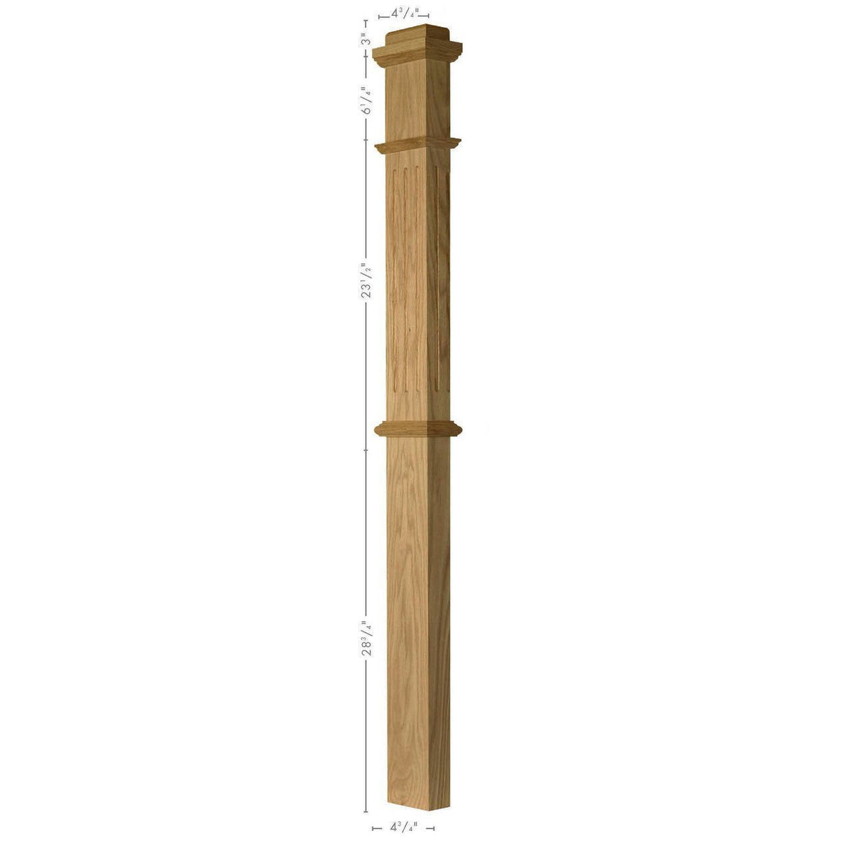FP-4375 Primed with Special Species Trim Flat Panel Half Box Newel Post