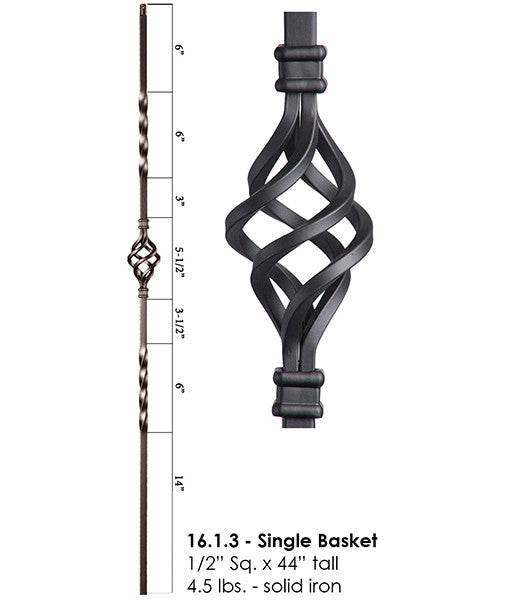 HF16.1.3 Single Basket Iron Baluster