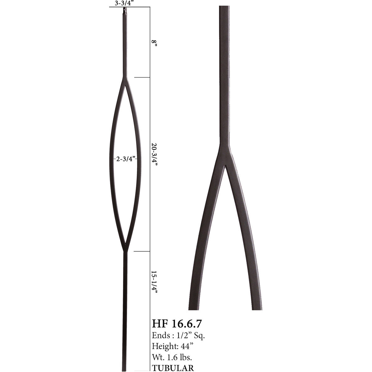 HF16.6.7 Oval Tubular Steel Baluster