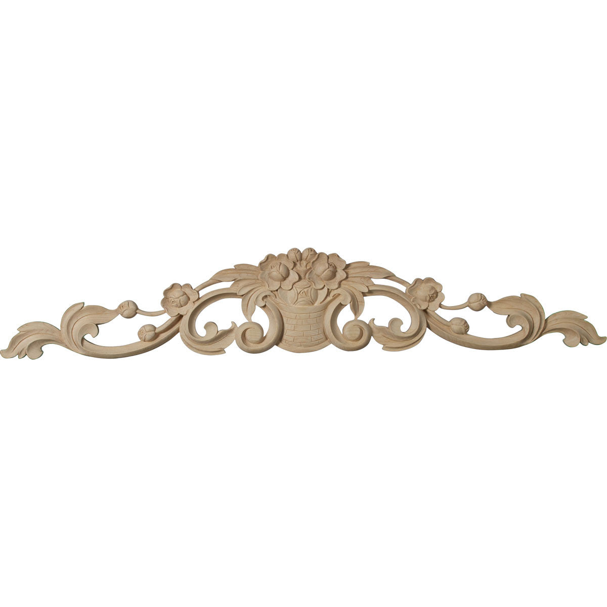 Bradford Flower Basket with Scrolls Onlay, Large (ONL36X06X01BR)