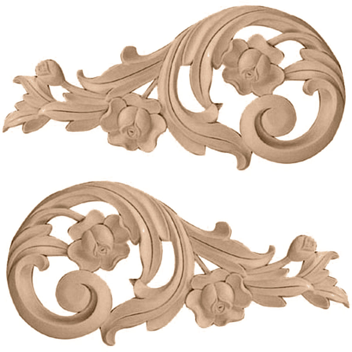 Rose Scrolls Onlay, Pair Medium (ONL09X04X01RO)