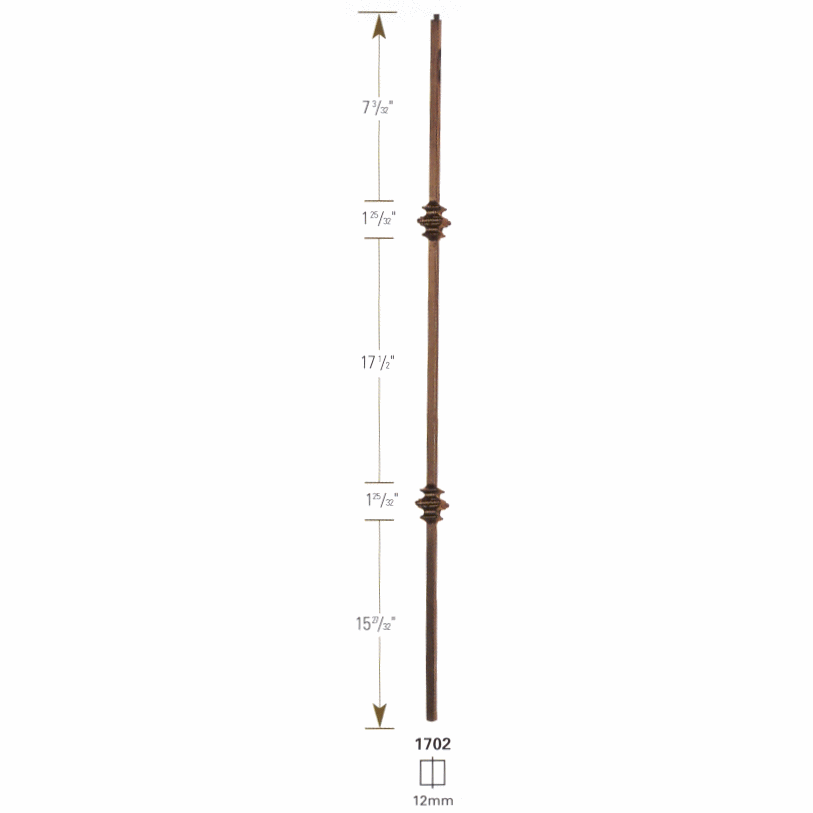 1702 (Solid), or 3702 (Hollow) Double Knuckle Baluster