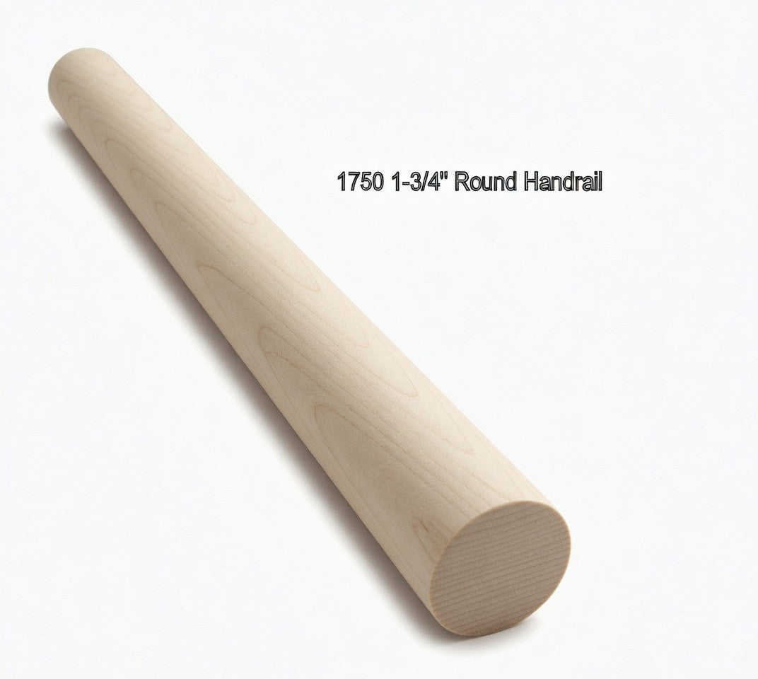 1750 1-3/4" Full Round Handrail, Soft Maple