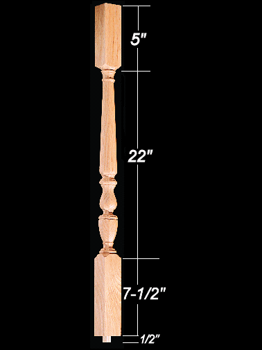 1805O 35" Octagonal Square Top Baluster Dimensional Informaton