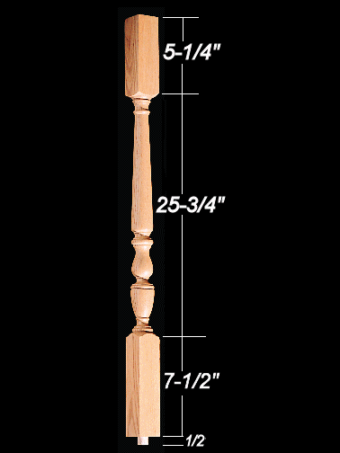 1805 39" The 1800's Plain Square Top Baluster