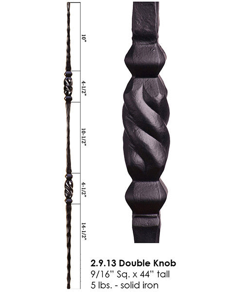 HF2.9.13 Hammered Double Knob Iron Baluster