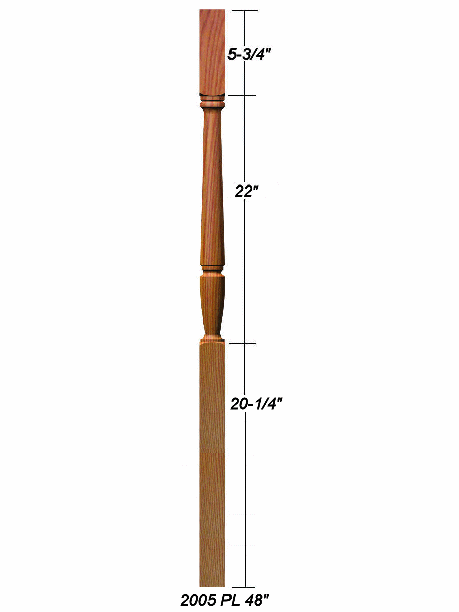 2005 48" Bunker Hill Baluster Dimensional Information