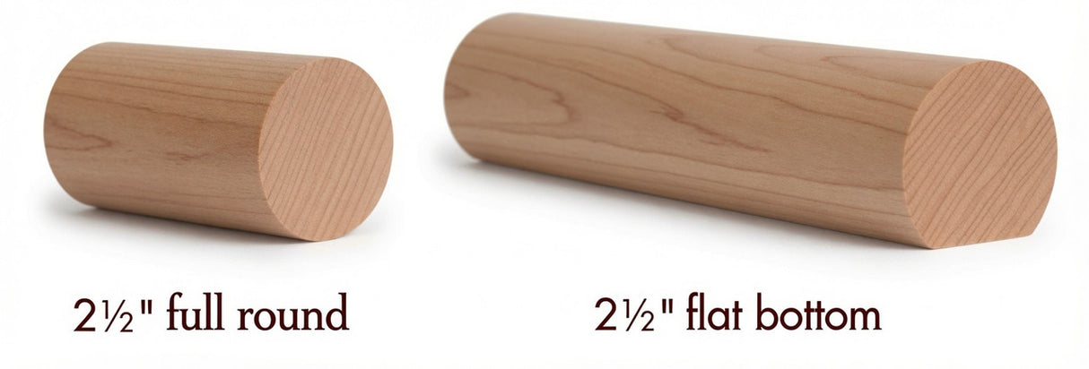 2250 Alder 2-1/4" Full Round or Round with Flat Bottom Handrail