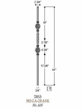 MEGA-2BASK Mega Double Basket Tubular Steel Baluster