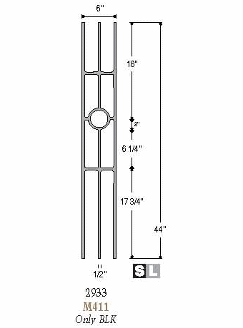 2933 Three-Legged Panel in solid iron or tubular steel, 12mm Dimensional Information