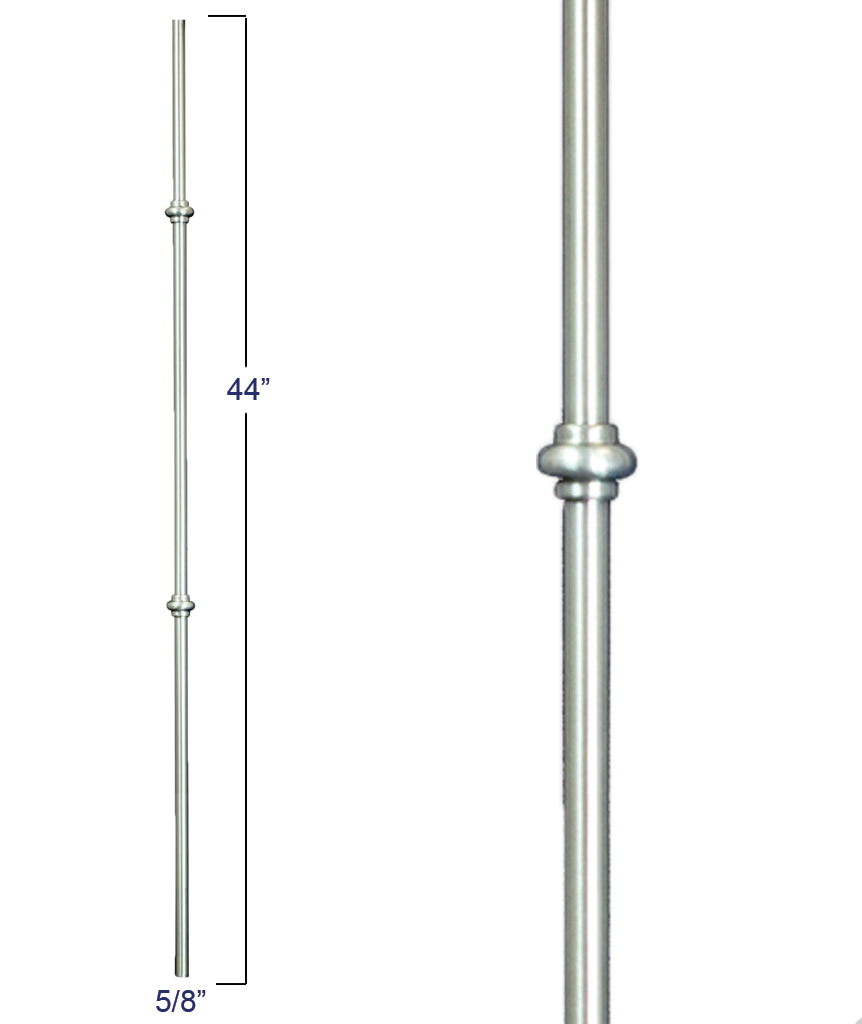 2974 R54844 Round Double Ball Modern Venetian Baluster, Ash Gray