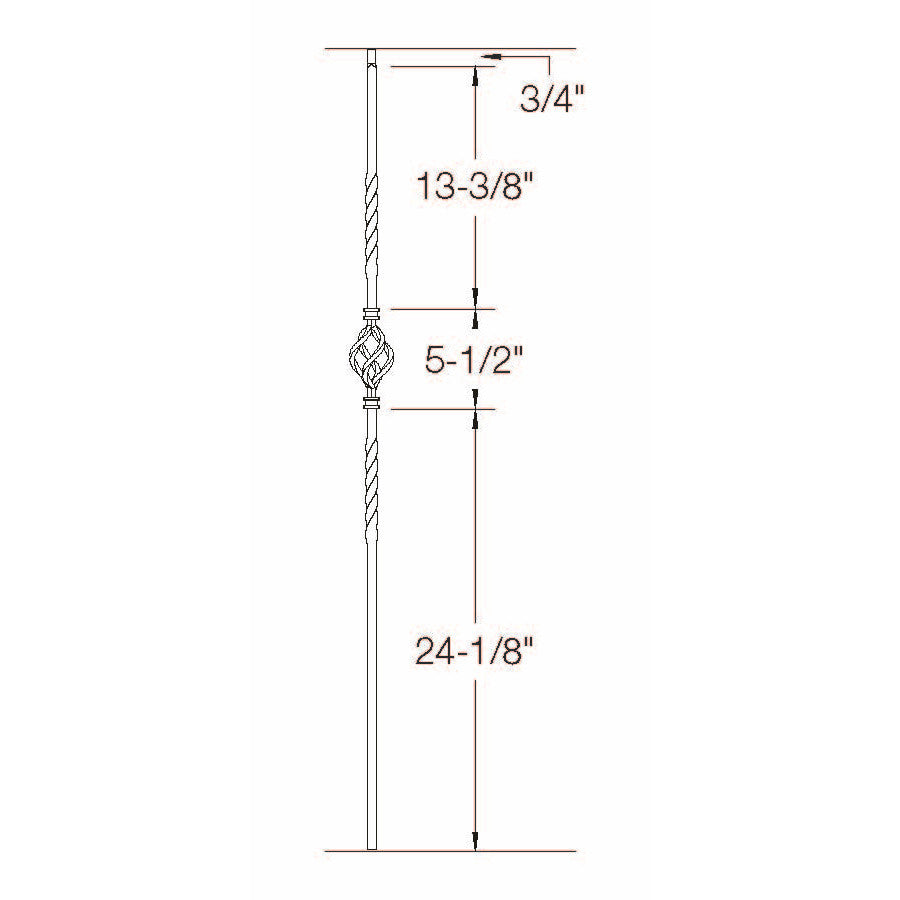 2G04 16mm Single Basket-Double Twist, Tubular Steel Dimensional Information
