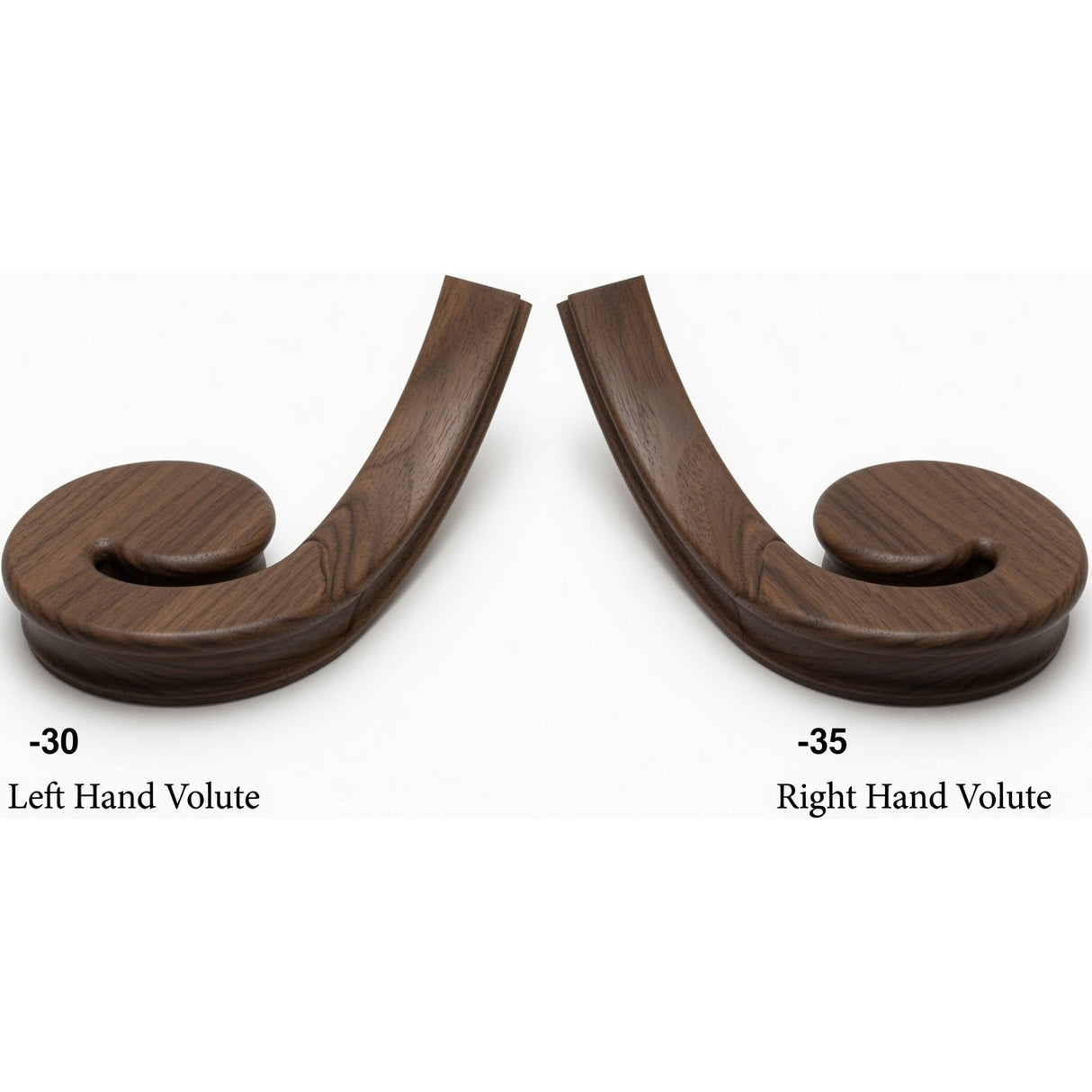 7030 LH and 7031 RH Flat Volutes - Walnut
