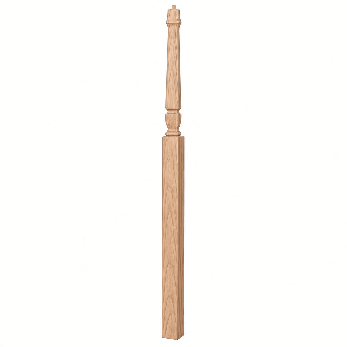 3018 3-1/2" x 72" Bunker Hill Pin Top Gooseneck Landing Newel Post, Soft Maple