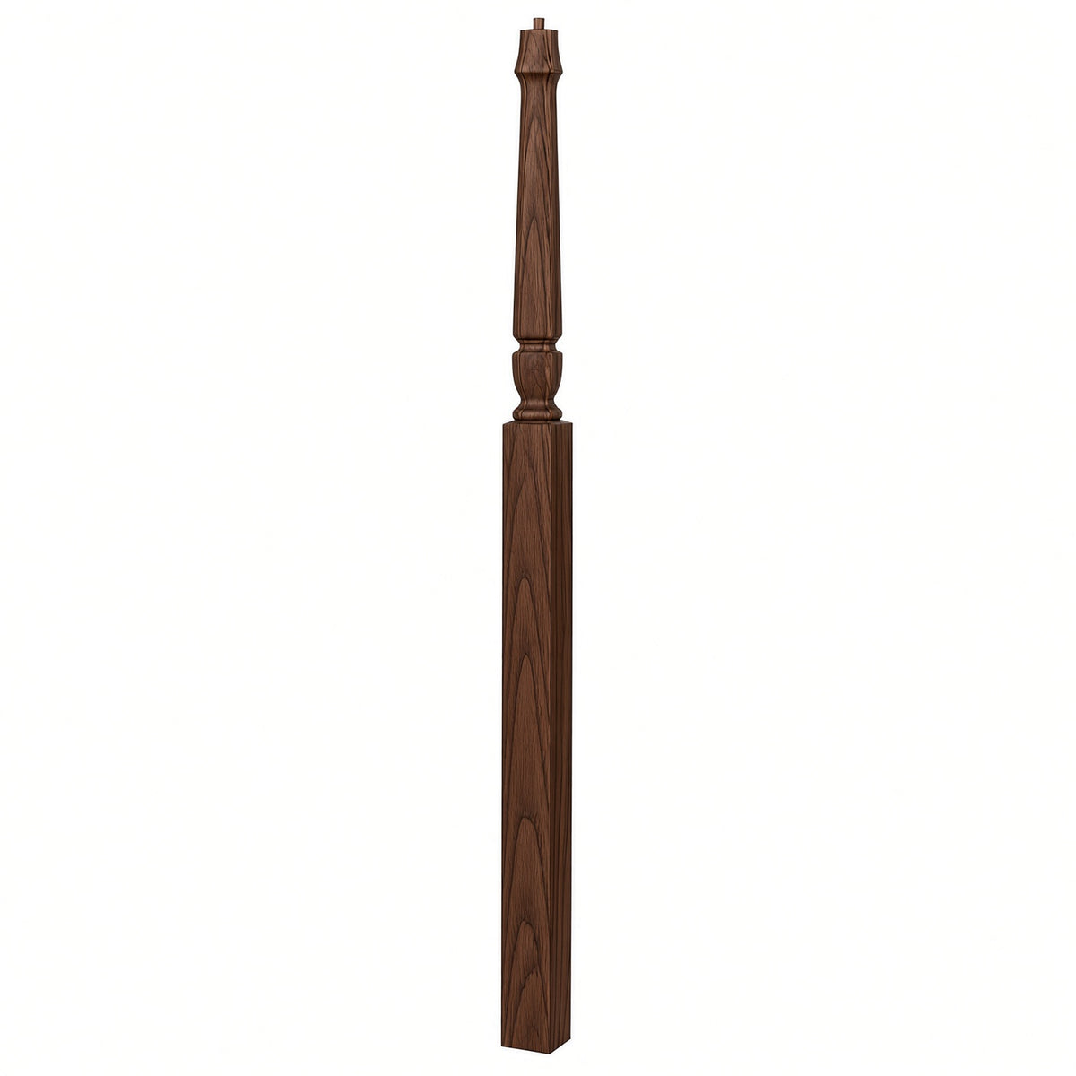 3018 3-1/2" x 72" Bunker Hill Pin Top Gooseneck Landing Newel Post, Walnut