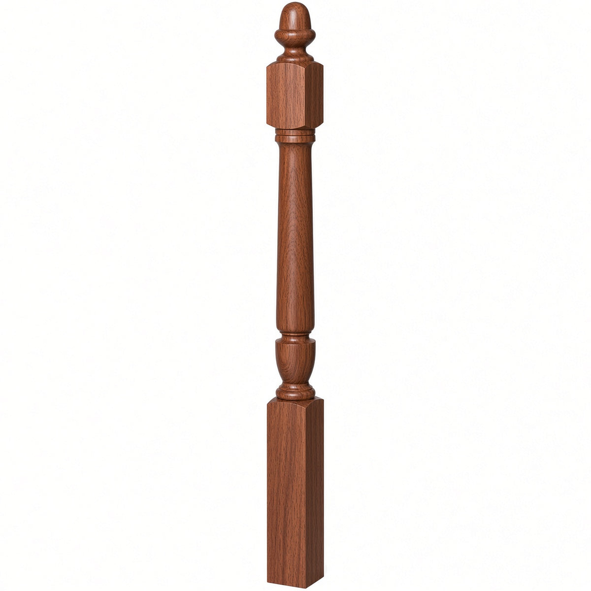 3030 3-1/2" x 48" Plain Acorn Top Bunker Hill Starting Newel Post, Mahogany