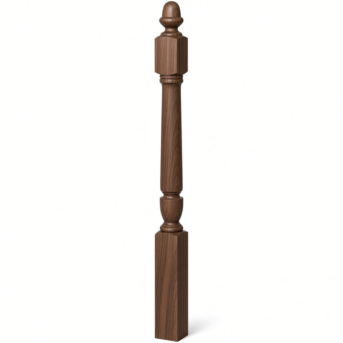 3030 3-1/2" x 48" Plain Acorn Top Bunker Hill Starting Newel Post, Walnut