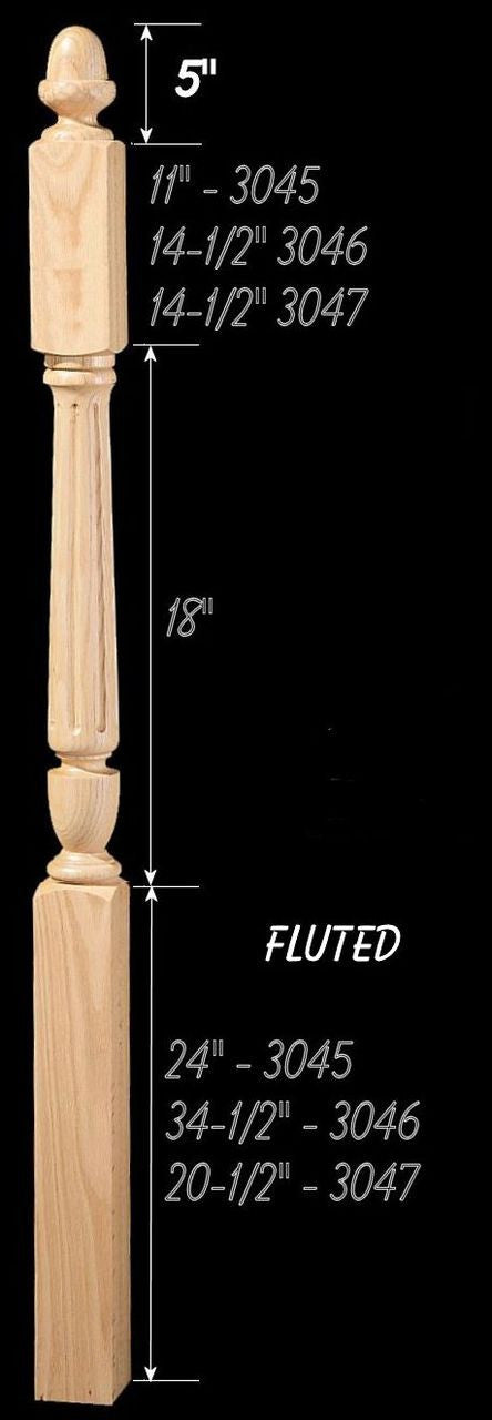 CH-3045F Fluted 56" Volute Acorn Top Newel Post