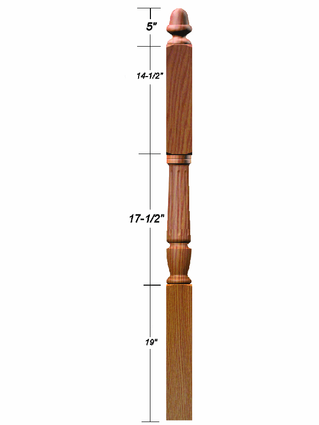 F-3046 Fluted Acorn Top Intermediate Landing Newel Post