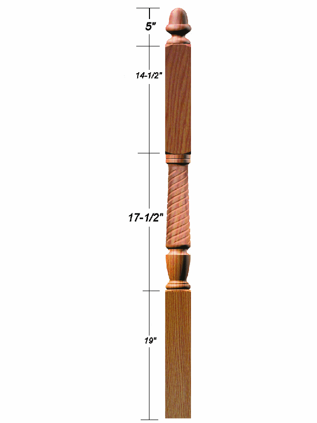 T-3046 Acorn Top Intermediate Landing Newel Post