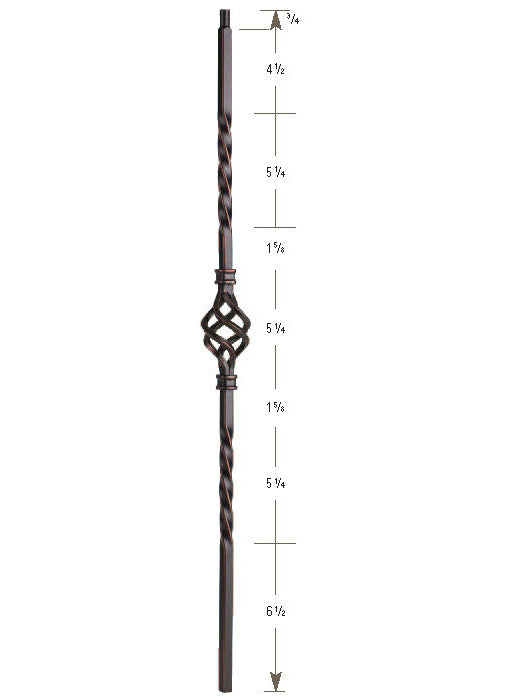 3121-30 30" Tubular Steel Single Basket Knee Wall Baluster