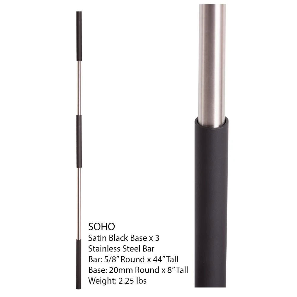SoHo - Satin Black Base on Stainless Steel Baluster