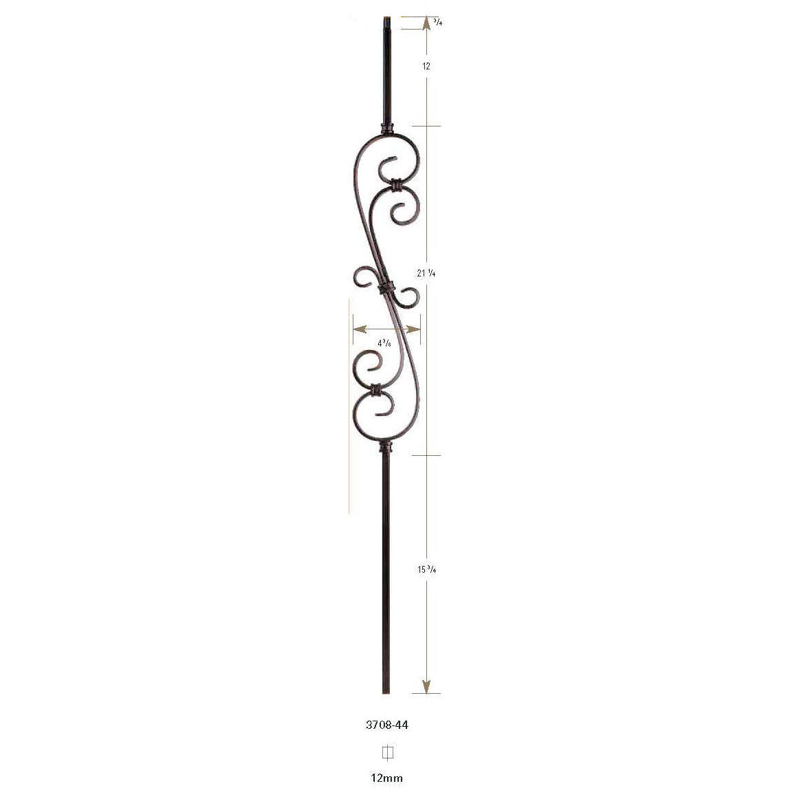 3708-44 44" S-Scroll Hollow Baluster