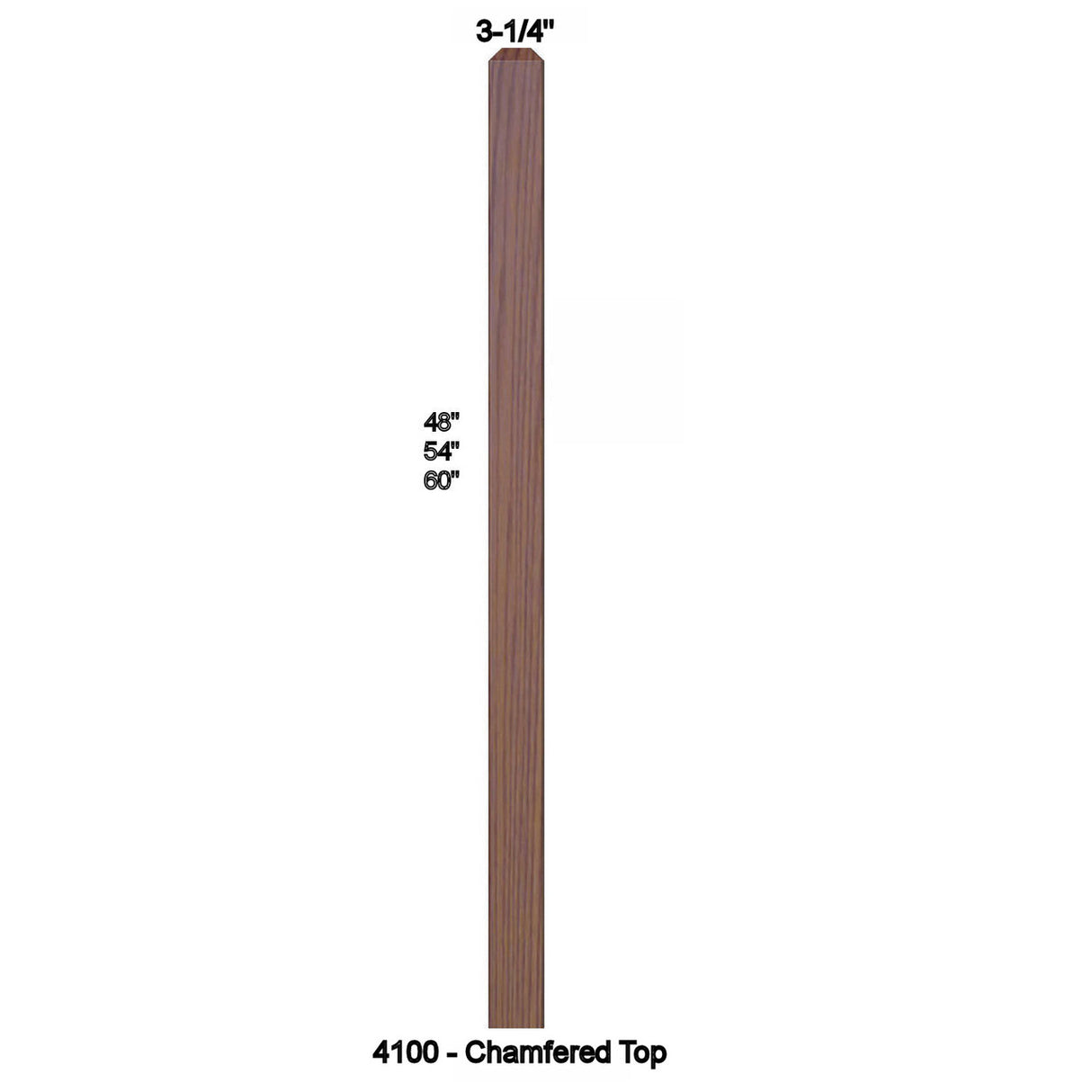 4100 48" S4S 3.25" Newel with Chamfered Top