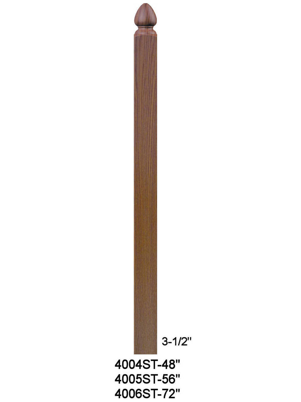 4004ST 48" Spade Top S4S Newel Post