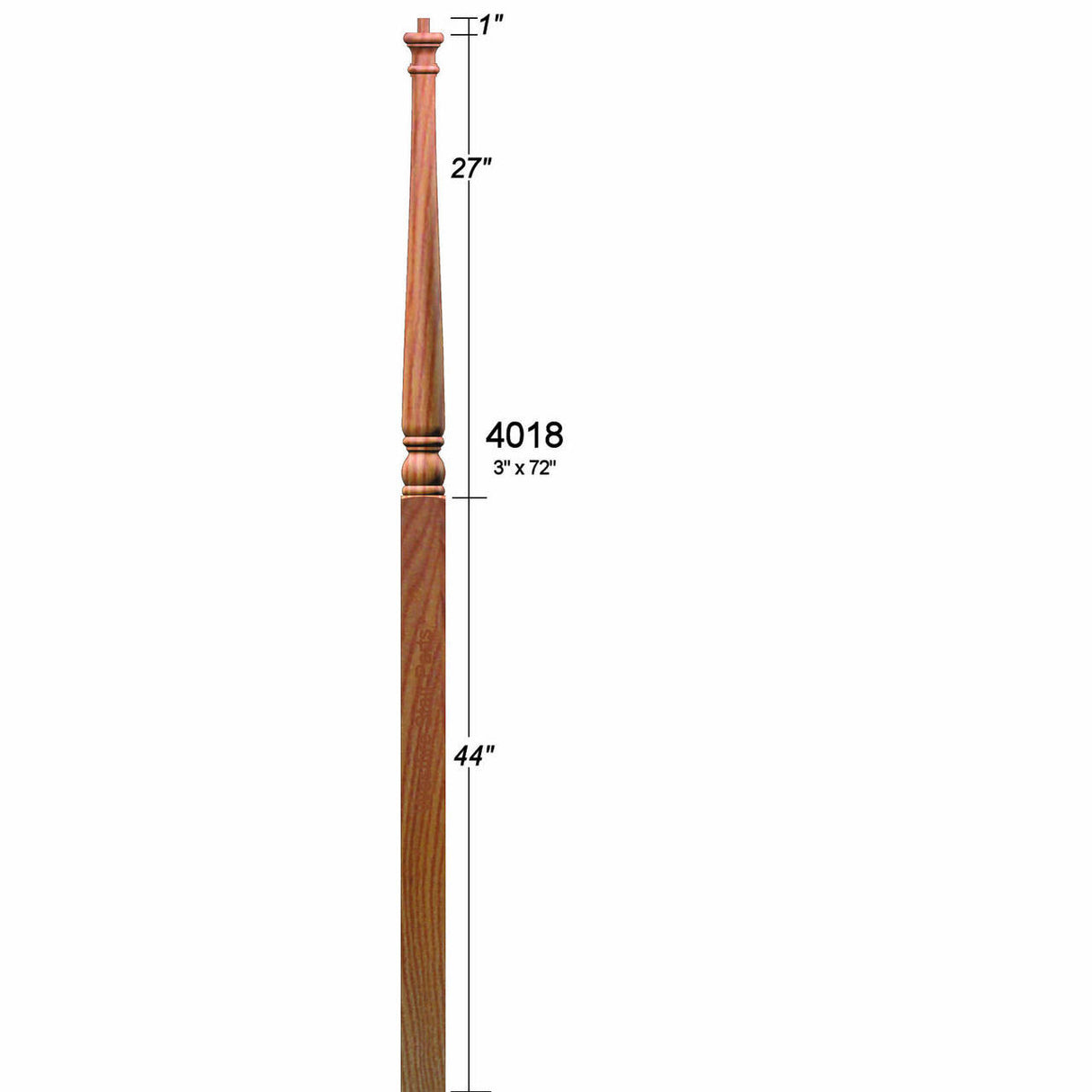 4018 72" Colonial Landing Newel Post