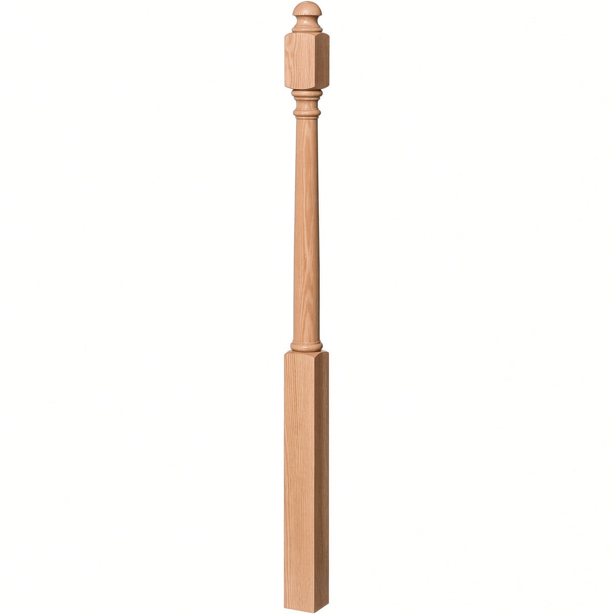 4042B 3" x 54" Sarting Mushroom Top or Ball Top Colonial Newel Post, Alder