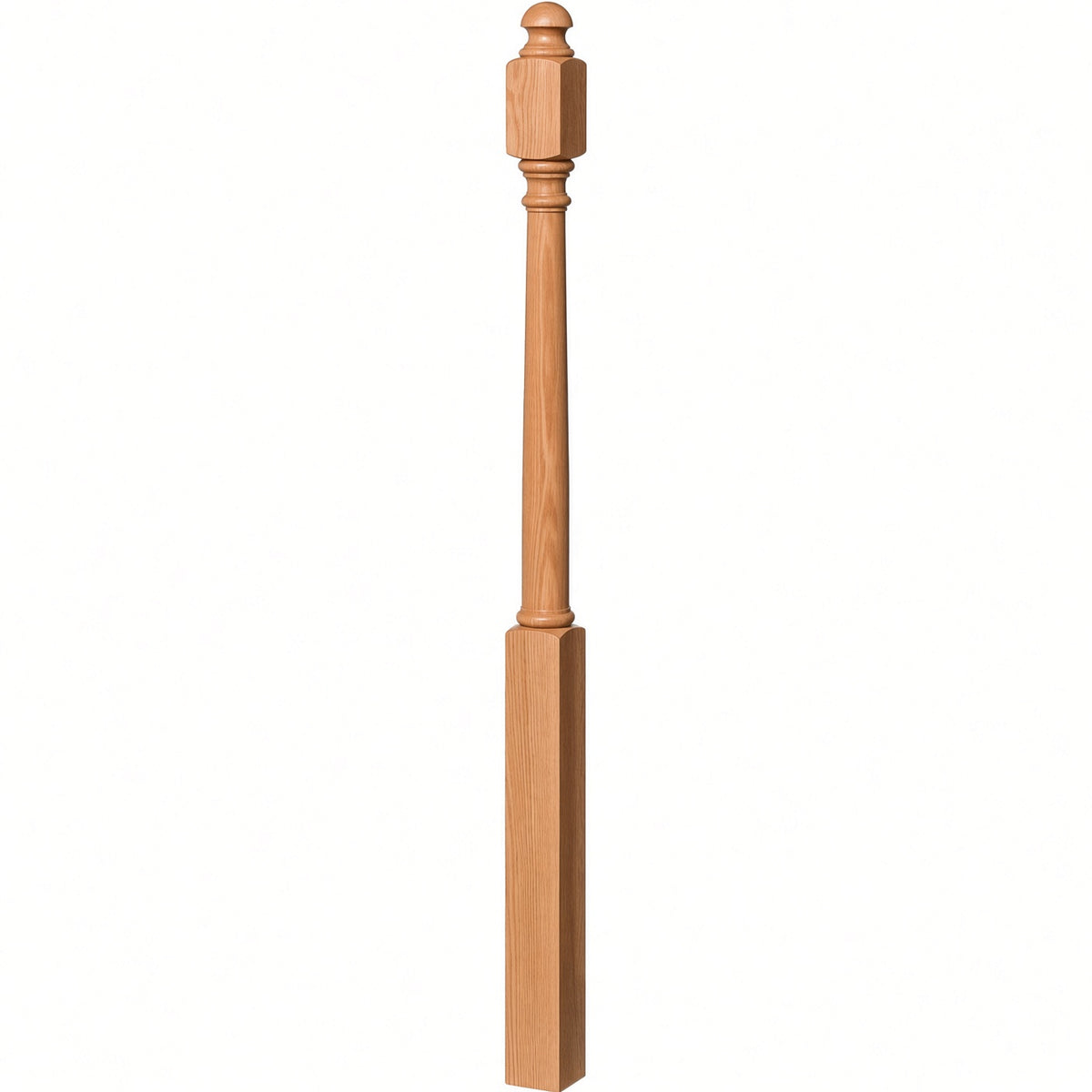 4042B 3" x 54" Sarting Mushroom Top or Ball Top Colonial Newel Post, American Cherry