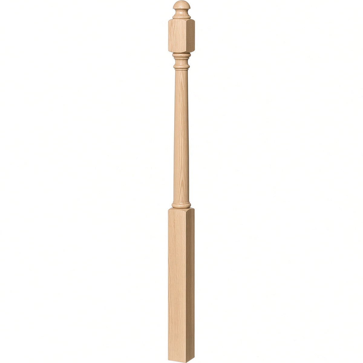 4042B 3" x 54" Sarting Mushroom Top or Ball Top Colonial Newel Post, Beech