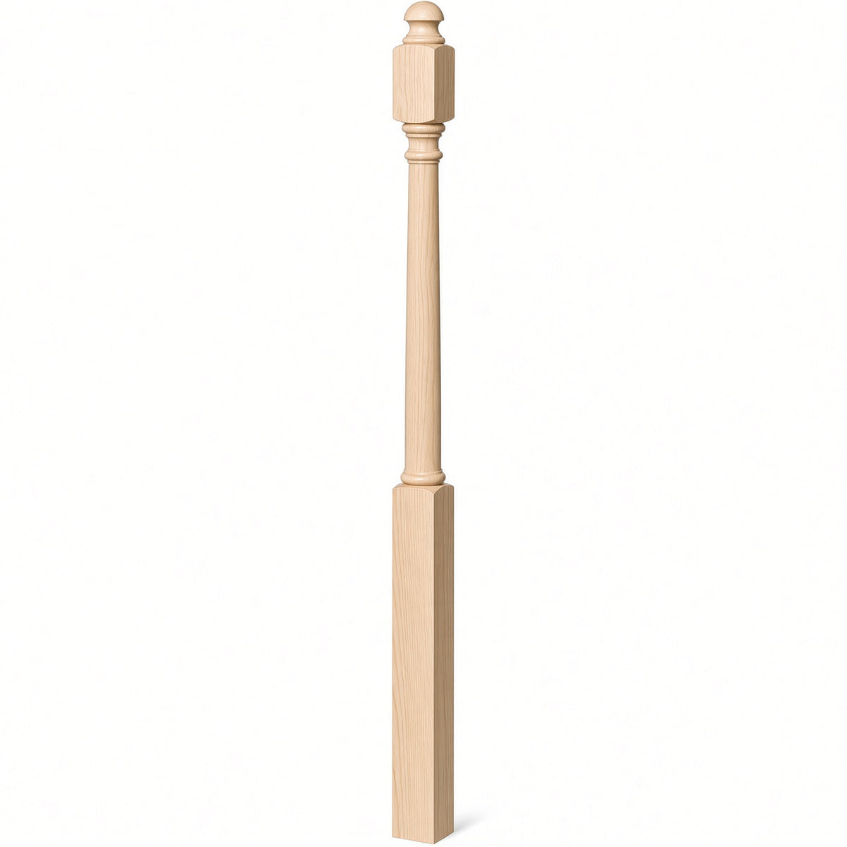 4042B 3" x 54" Sarting Mushroom Top or Ball Top Colonial Newel Post, Brazilian Cherry