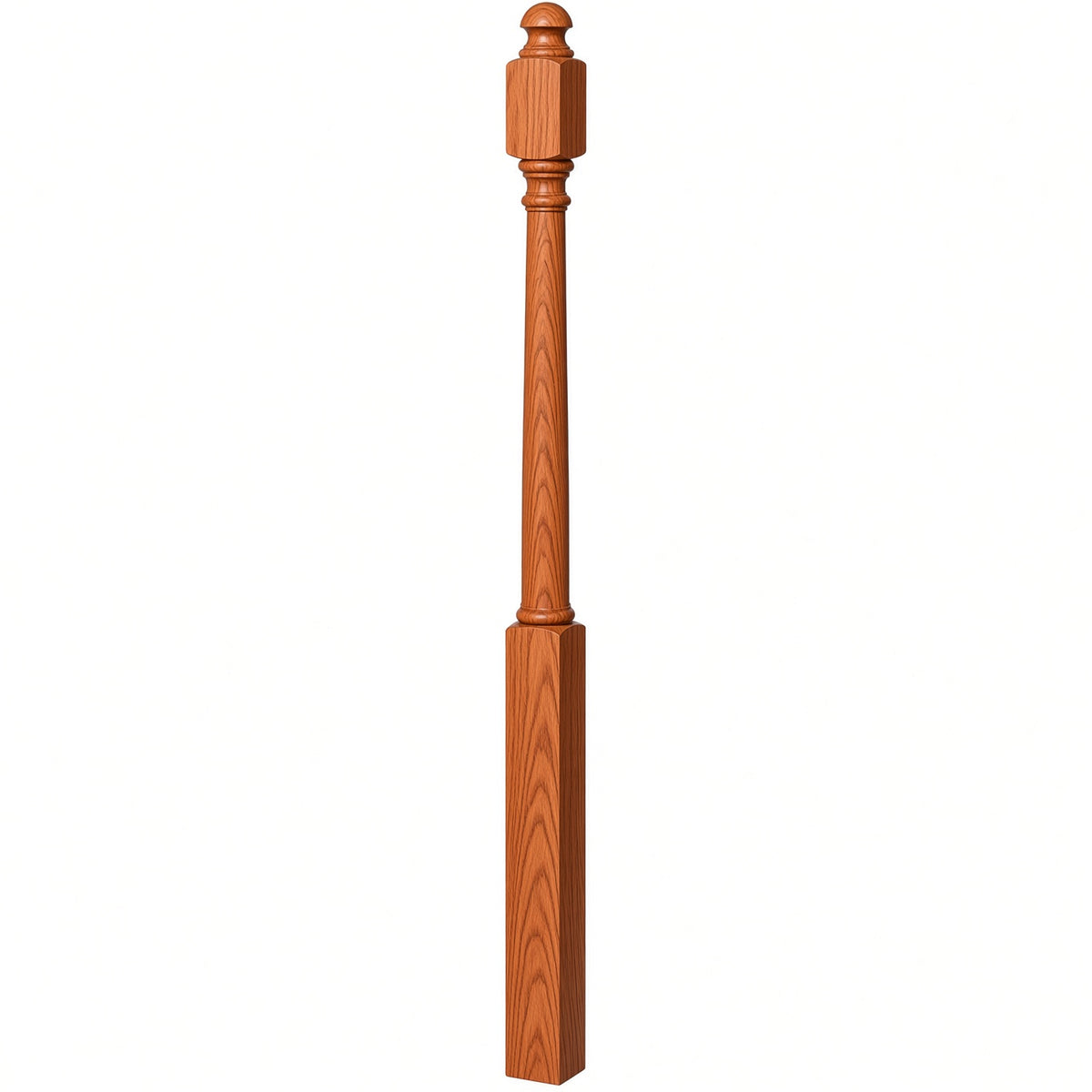 4042B 3" x 54" Sarting Mushroom Top or Ball Top Colonial Newel Post, Brazilian Cherry