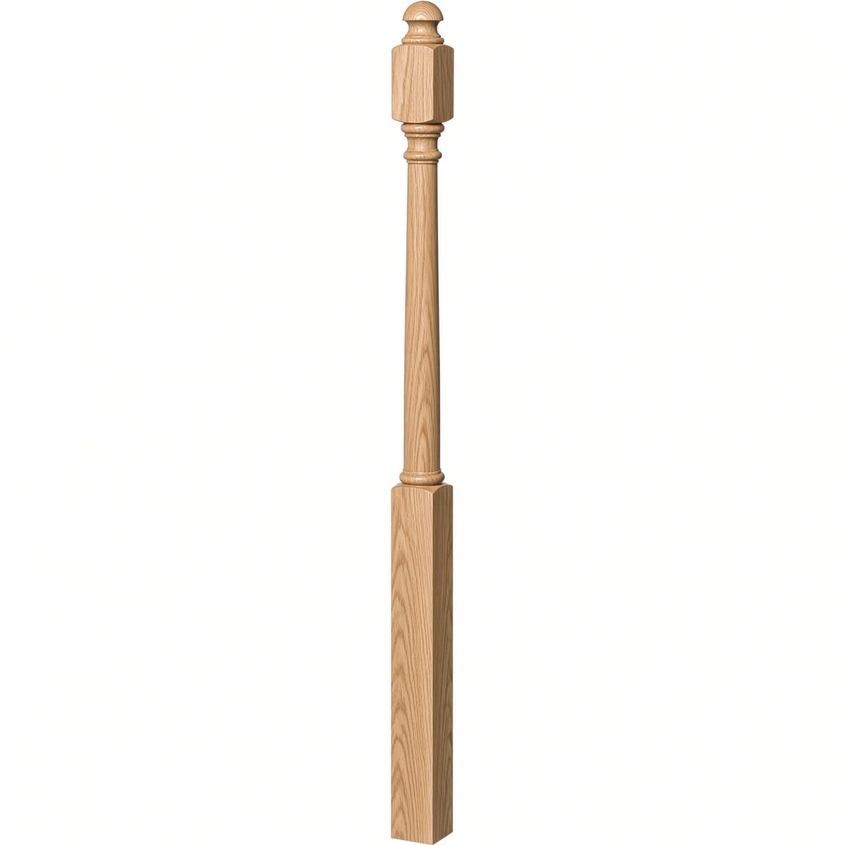 4042B 3" x 54" Sarting Mushroom Top or Ball Top Colonial Newel Post, Hickory