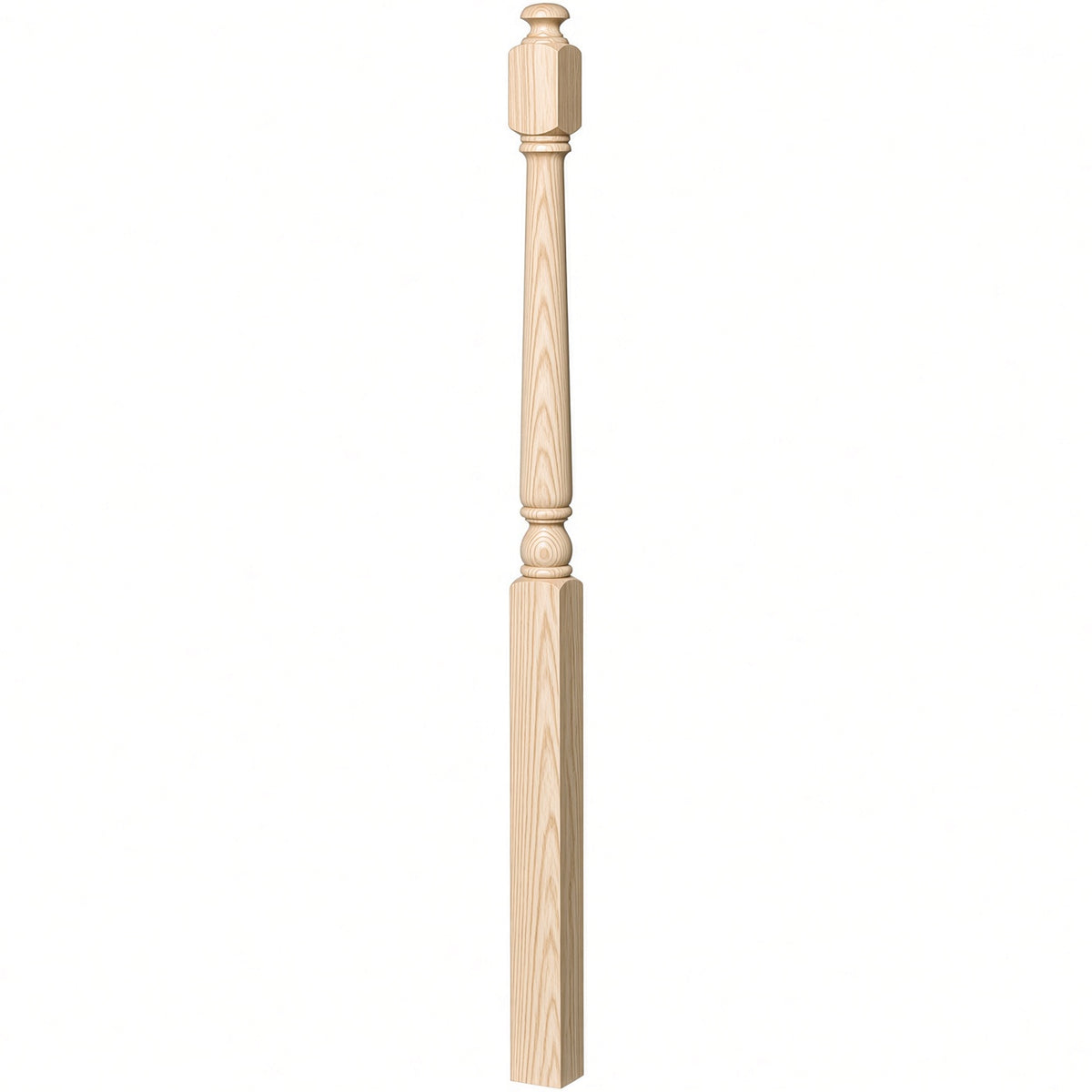 4043A 3" x 60" Starting Colonial Newel Post with mushroom top (option for ball top), Ash