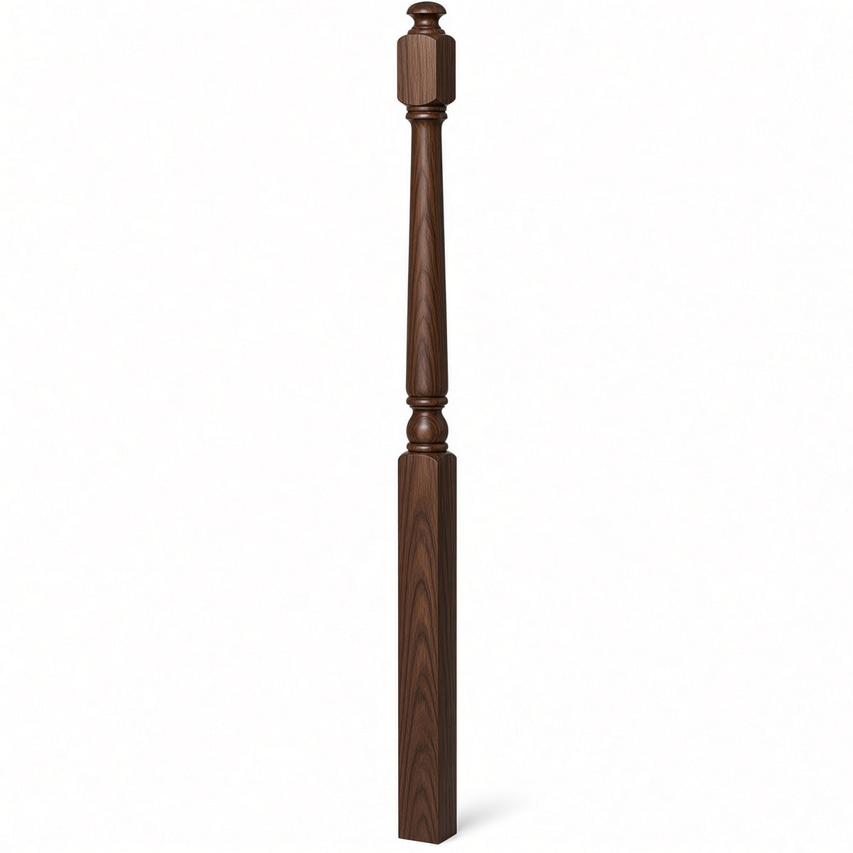 4043A 3" x 60" Starting Colonial Newel Post with mushroom top (option for ball top), Walnut