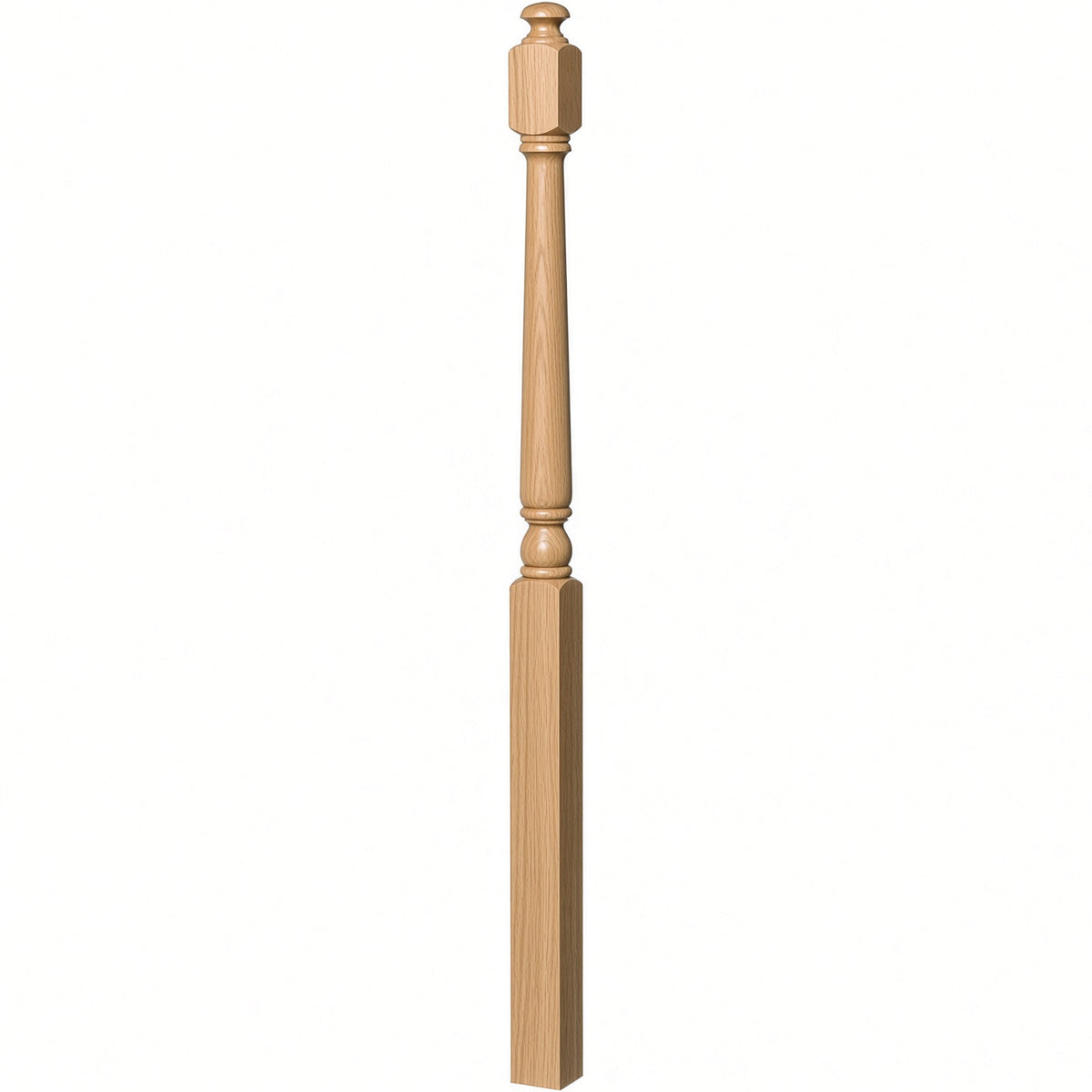 4043A 3" x 60" Starting Colonial Newel Post with mushroom top (option for ball top), White Oak