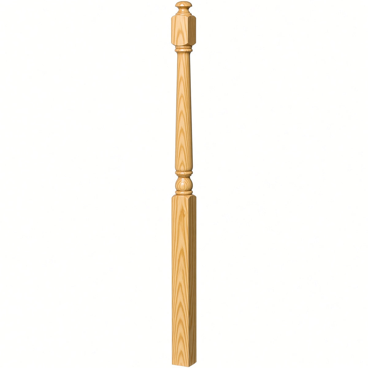 4043A 3" x 60" Starting Colonial Newel Post with mushroom top (option for ball top), Yellow Pine
