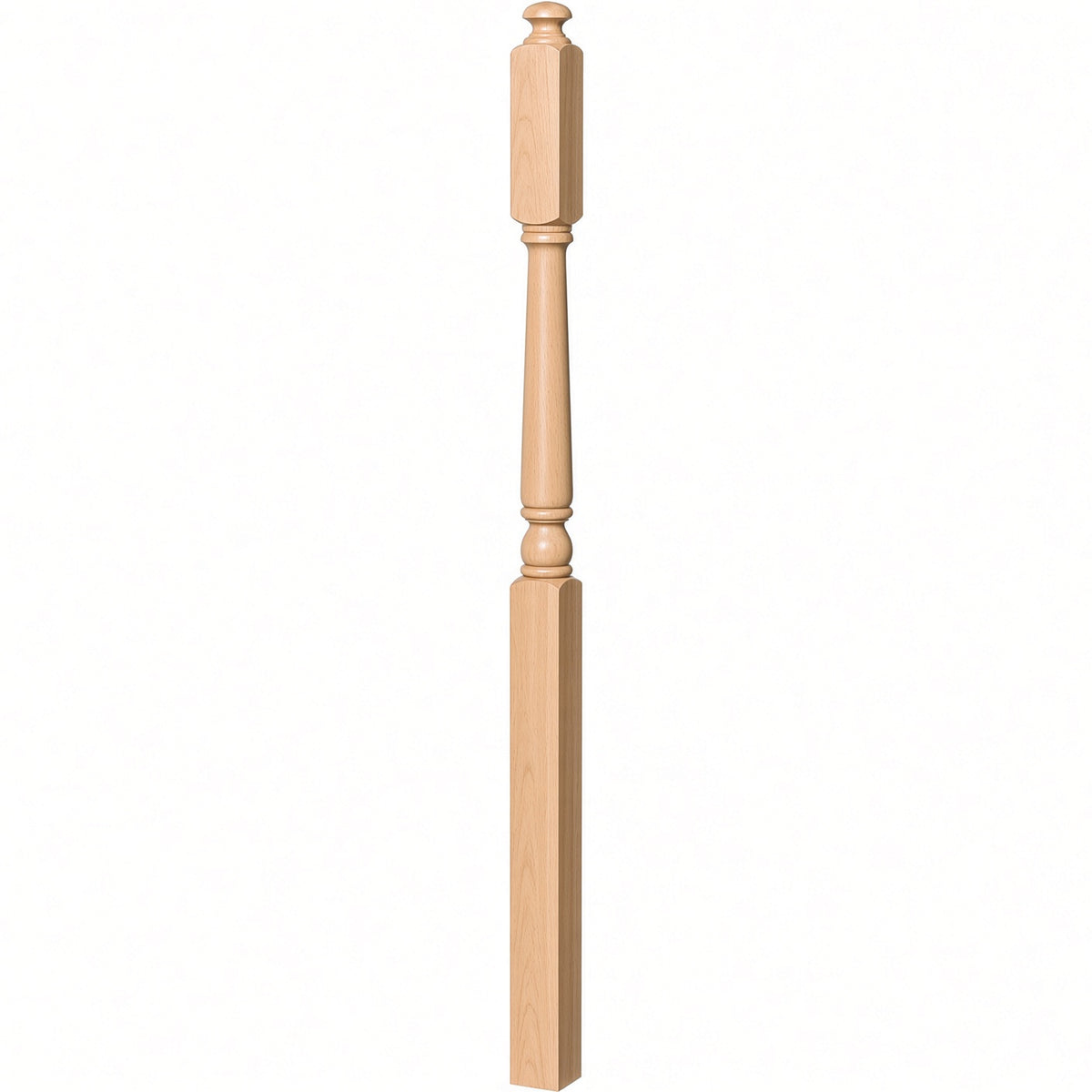 4045A 3" x 60" Second Floor or Landing Colonial Newel Post with 10" Face, Beech