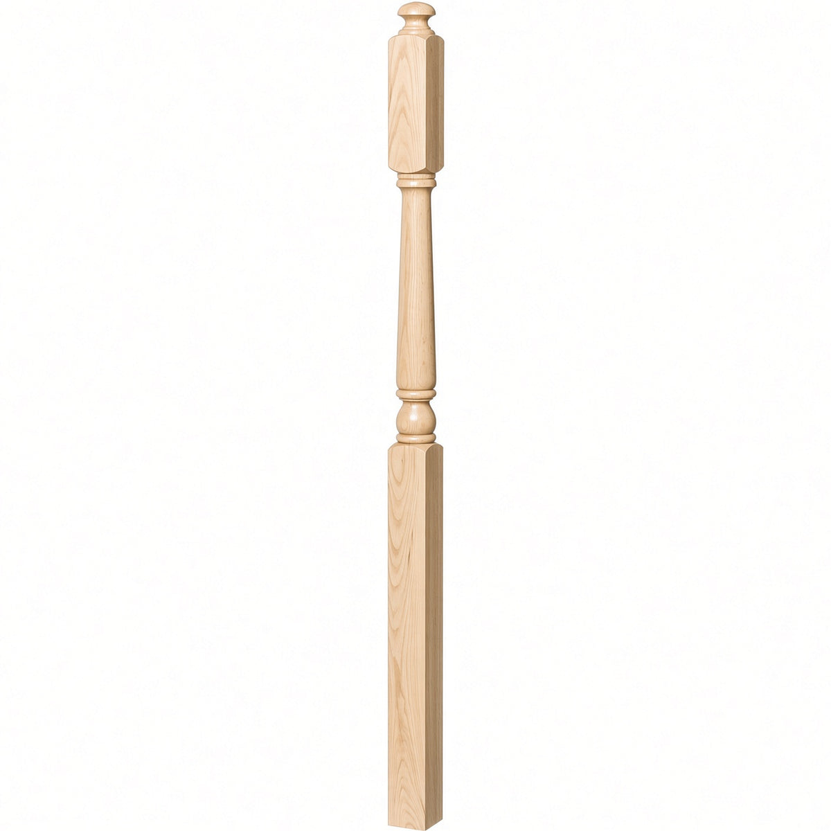 4045A 3" x 60" Second Floor or Landing Colonial Newel Post with 10" Face, Hard Maple