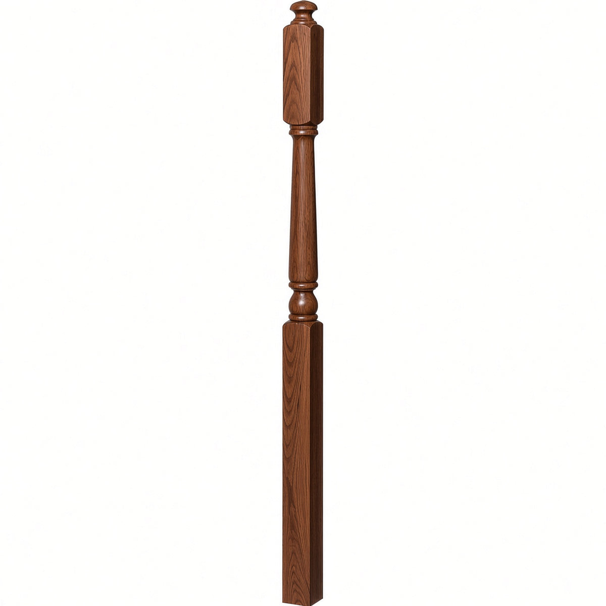 4045A 3" x 60" Second Floor or Landing Colonial Newel Post with 10" Face, Mahogany