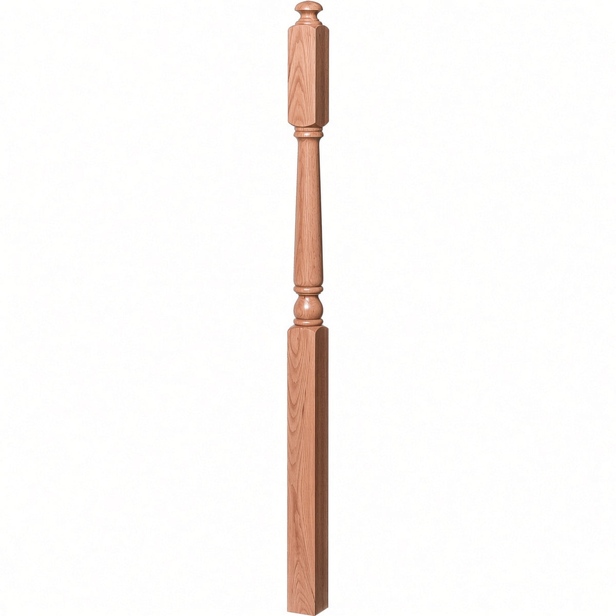 4045A 3" x 60" Second Floor or Landing Colonial Newel Post with 10" Face, Red Oak
