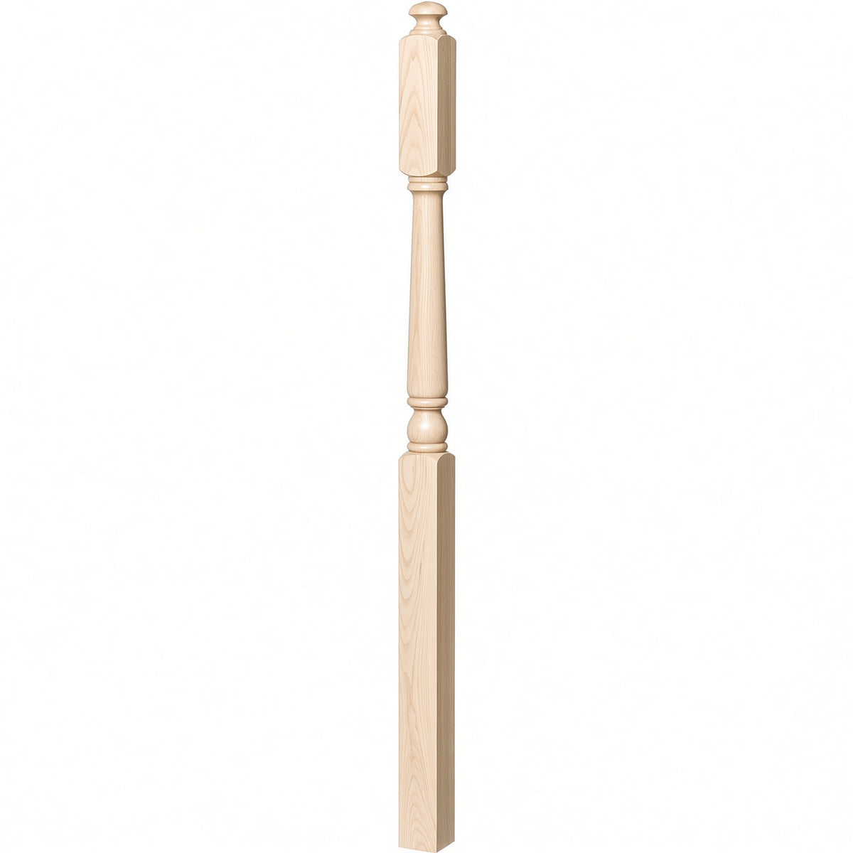 4045A 3" x 60" Second Floor or Landing Colonial Newel Post with 10" Face, Soft Maple
